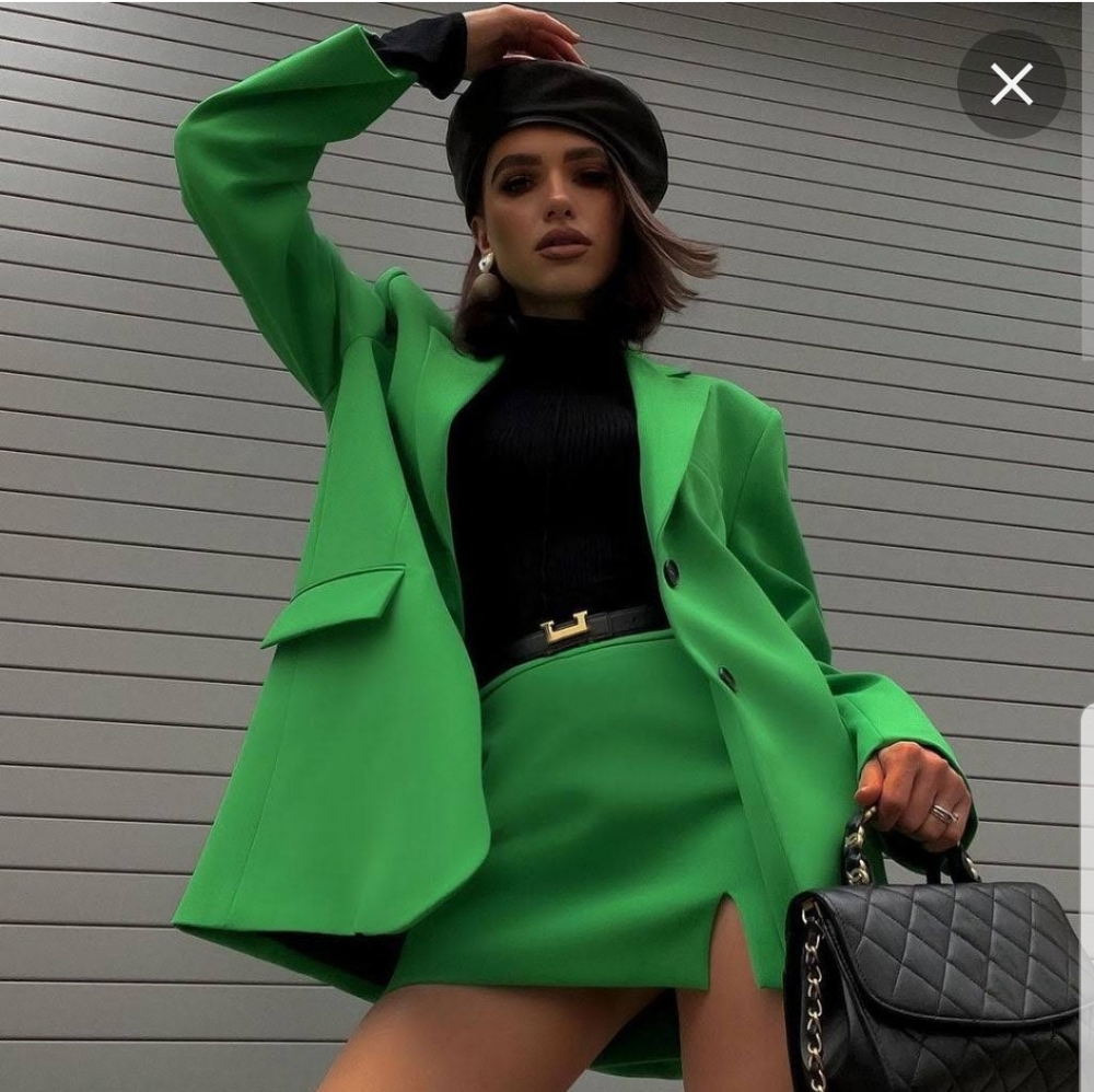 Zara Oversized Tailored Blazer Emerald Green sz Small